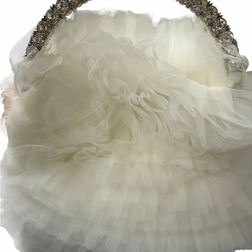 Anthropologie Bagley Mischka jazzie chiffon ruffle pouch clutch